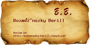Bozmánszky Berill névjegykártya